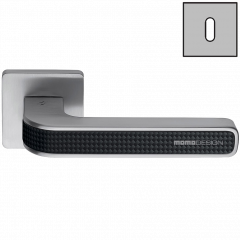 Дверная ручка Colombo Design TECNO MO11R хром матовый/carbonium в комплекте с накладками под ключ для межкомнатных дверей
