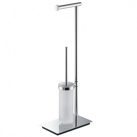 Стойка COLOMBO DESIGN SQUARE B9904 напольная с держателем туалетной бумаги и ершиком цвет хром