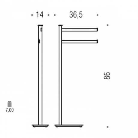 Стойка COLOMBO DESIGN UNITS B9103 напольная с 2 полотенцедержателями цвет хром