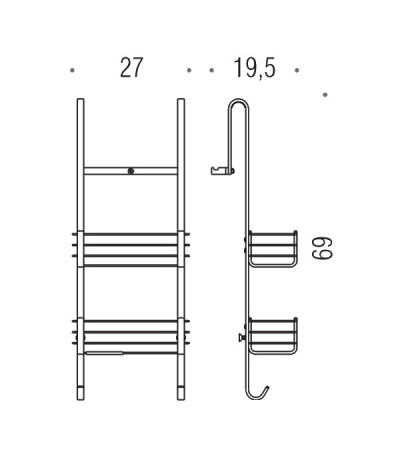 Полочка корзинка COLOMBO DESIGN CAVALLETTI E SEDILI B9634 навесная двойная с крючками цвет хром