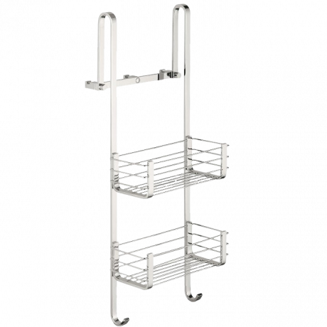 Полочка корзинка COLOMBO DESIGN CAVALLETTI E SEDILI B9634 навесная двойная с крючками цвет хром