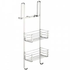 Полочка корзинка COLOMBO DESIGN CAVALLETTI E SEDILI B9634 навесная двойная с крючками цвет хром