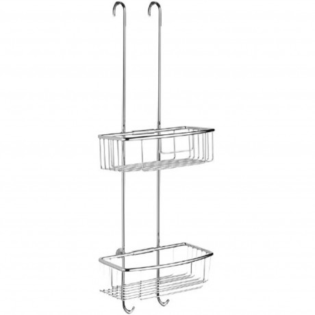 Полочка корзинка COLOMBO DESIGN CAVALLETTI E SEDILI B9635 навесная двойная с крючками цвет хром