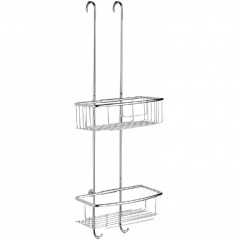 Полочка корзинка COLOMBO DESIGN CAVALLETTI E SEDILI B9635 навесная двойная с крючками цвет хром