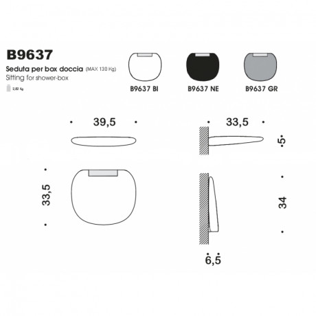 Сиденье для душа COLOMBO DESIGN SEDILI B9637 настенное цвет белый