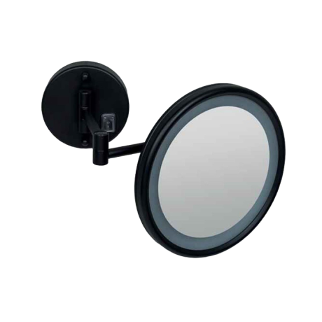 Косметическое зеркало COLOMBO DESIGN SPECCHI INGRANDITORI B9954.NE настенное с подсветкой увеличение 3 раза питание от сети цвет черный матовый