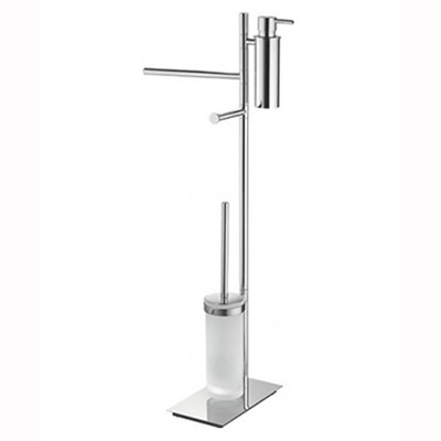 Стойка COLOMBO DESIGN SQUARE B9918 напольная с полотенцедержателем с дозатором с держателем туалетной бумаги и с ершиком цвет хром