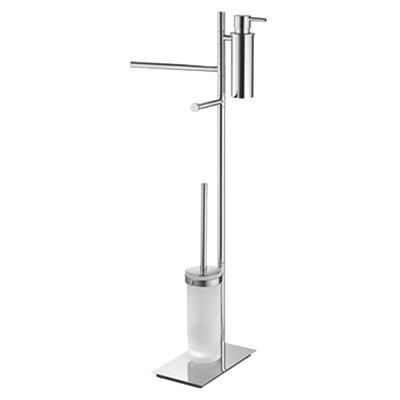 Стойка COLOMBO DESIGN SQUARE B9918 напольная с полотенцедержателем с дозатором с держателем туалетной бумаги и с ершиком цвет хром