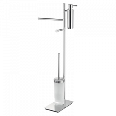 Стойка COLOMBO DESIGN SQUARE B9918 напольная с полотенцедержателем с дозатором с держателем туалетной бумаги и с ершиком цвет хром